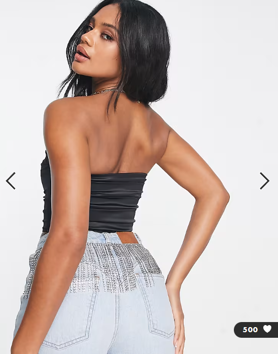 ASOS DESIGN stretch satin corset top in black