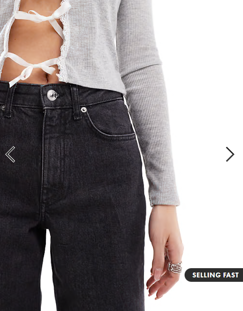 ONLY Juicy high waisted wide leg jeans in washed black
