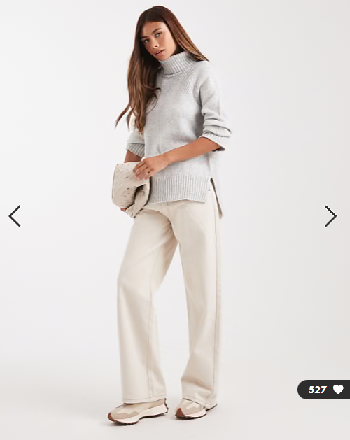 Brave Soul high neck soft touch jumper in light grey