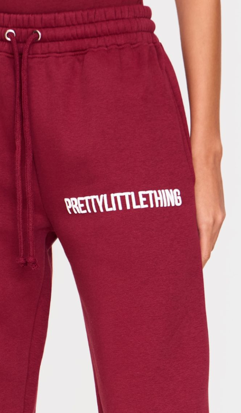 Burgundy Puff Print High Waist Cuffed Joggers
