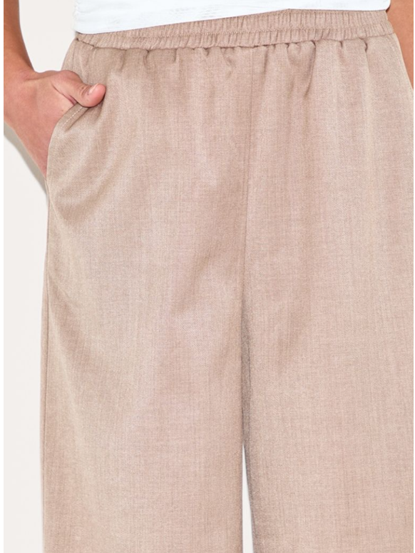 Sage green woven elasticated waist wide leg trouser