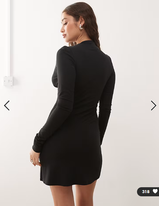 Weekday plunge long sleeve mini dress in black exclusive to ASOS