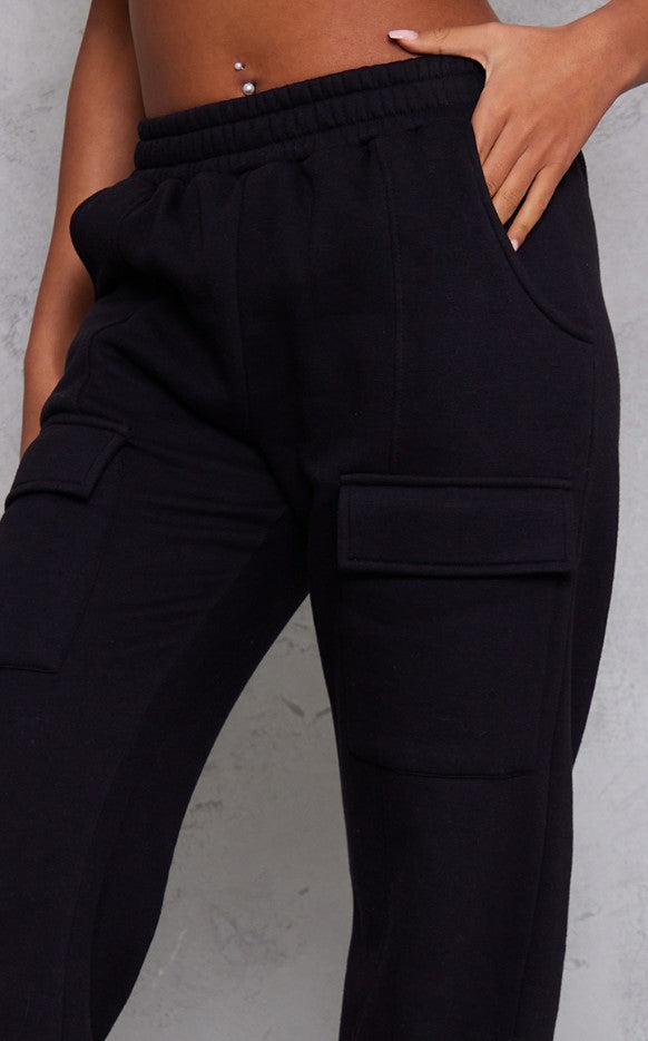 Tall Black Pocket Detail Straight Leg Joggers