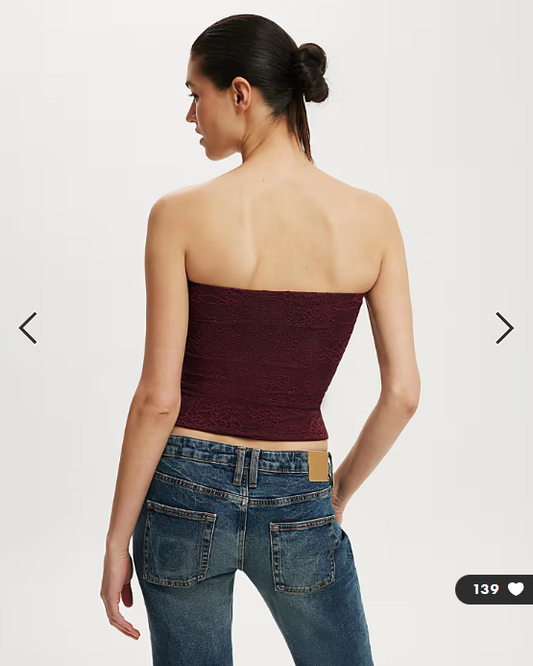 Cotton On Cara corset bandeau in burgundy