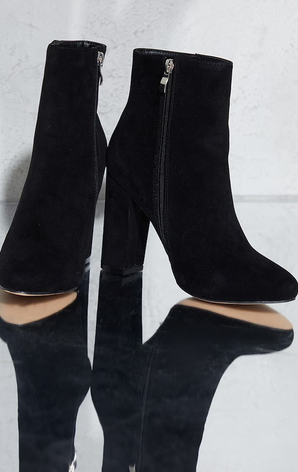 Black Behati Faux Suede Wide Fit Ankle Boots