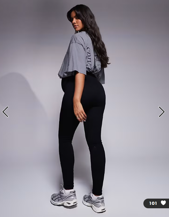 4505 Maternity Icon seamless rib gym legging in black