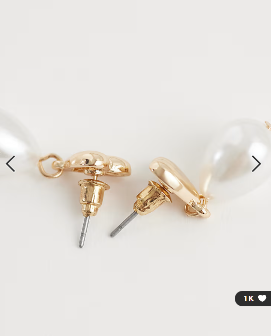 ASOS DESIGN earrings with mini heart and faux pearl drop design in gold tone