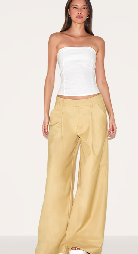 Plt - White Lightweight Woven Foldover Bandeau