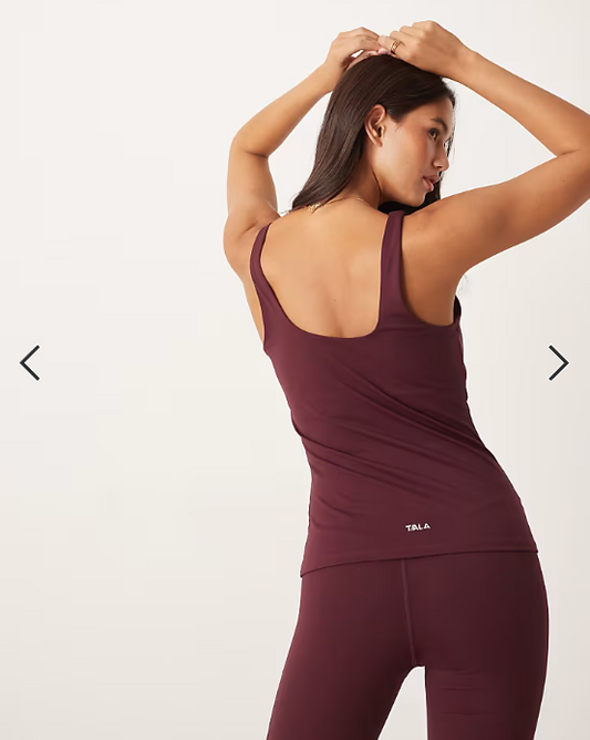 TALA Dayflex minimal longer length square neck vest in fig