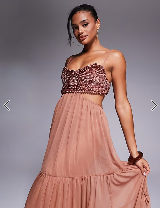 Asos Design Beaded Embellished Bust Maxi Dress