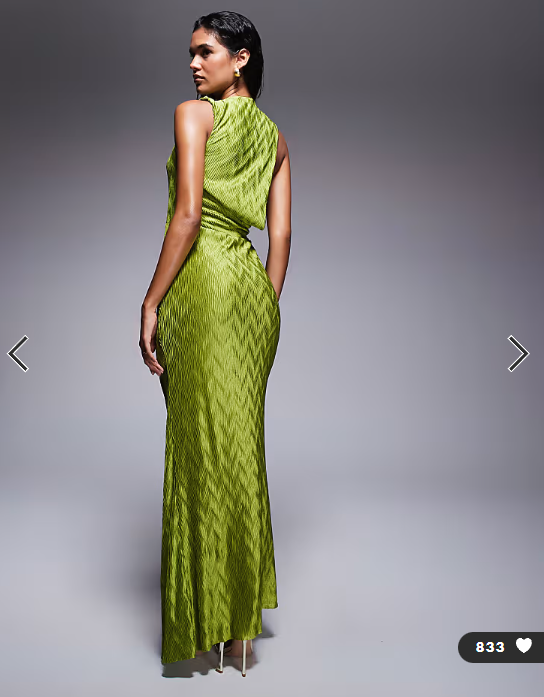 ASOS DESIGN sleeveless draped and cut out with trim detail maxi dress in green