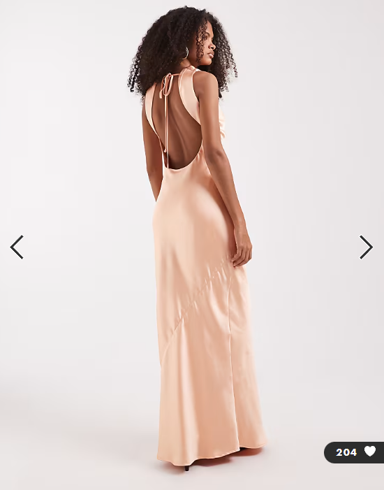 Pretty Lavish Everlee satin cowl maxi dress in apricot