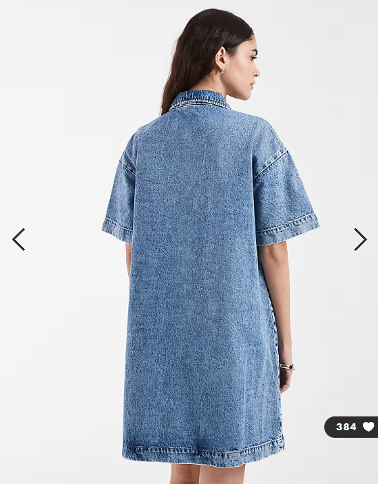 Pieces denim mini shirt dress in medium blue