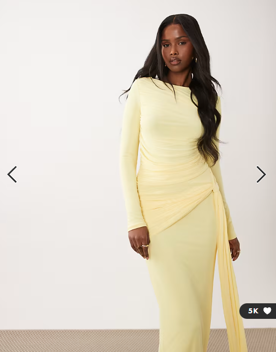 ASOS DESIGN mesh long sleeve maxi dress in lemon