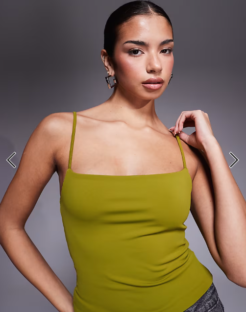 ASOS DESIGN Sculpting cropped cami top in green