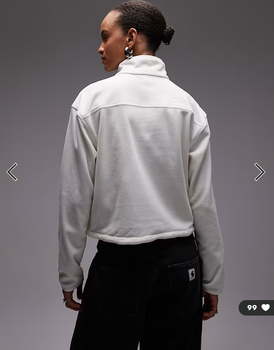 The North Face Glacier fleece 1/2 zip short jacket in off white