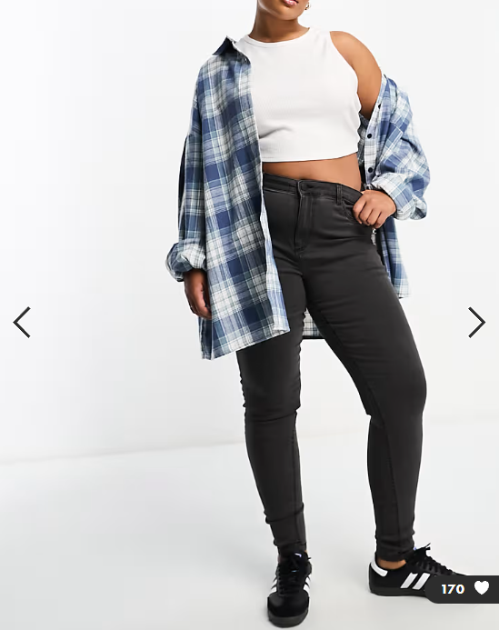 Noisy May Curve high waisted skinny jeans in grey