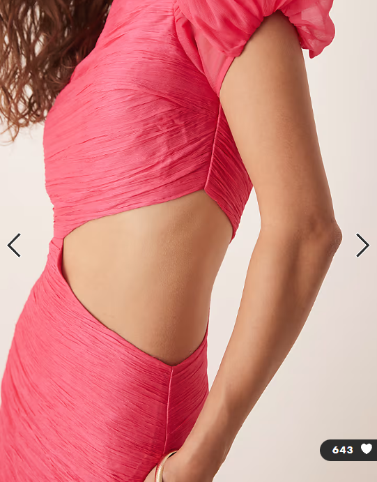 ASOS DESIGN ruched bodice cut out dropped waist maxi dress in raspberry
