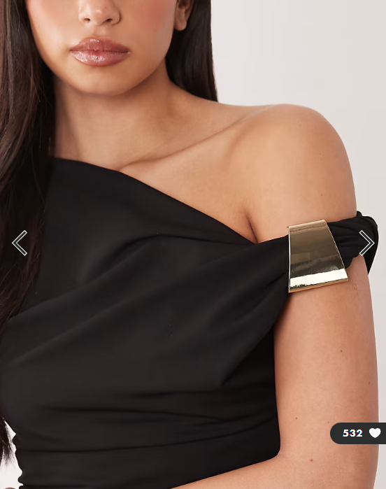 ASOS DESIGN heavy stretch crepe fallen shoulder with trim detail midi dress in black