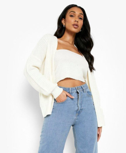 Boohoo - Recycled Crop Cardigan - ecru