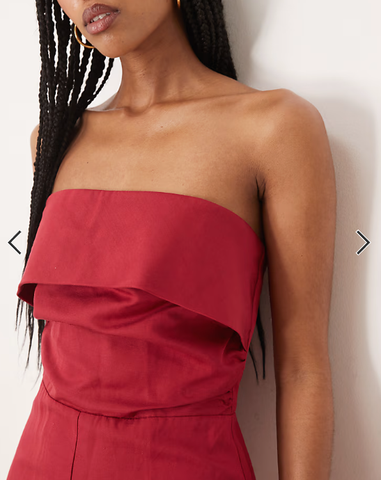 Mango bandeau fold detail jumpsuit in dark red