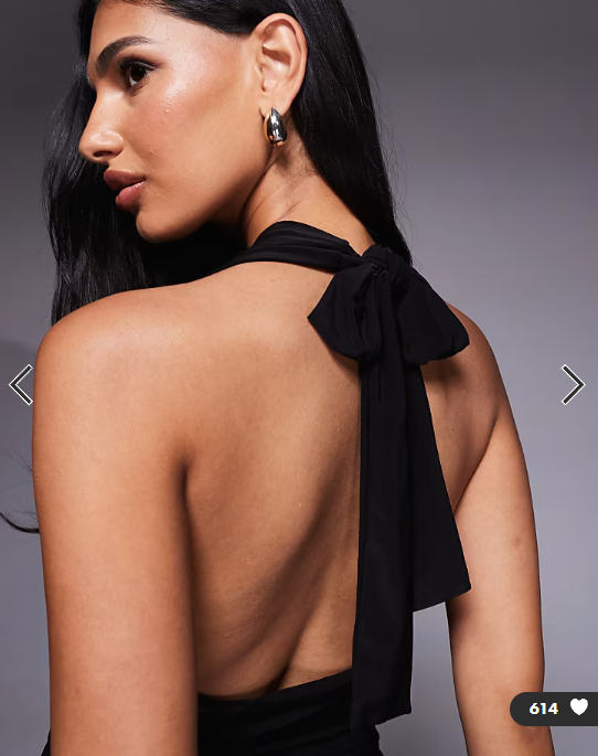 Kaiia exclusive double layered slinky cowl neck skater mini dress in black
