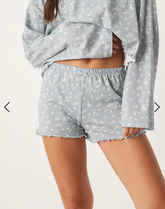 ASOS DESIGN mix & match pajama shorts in blue floral print