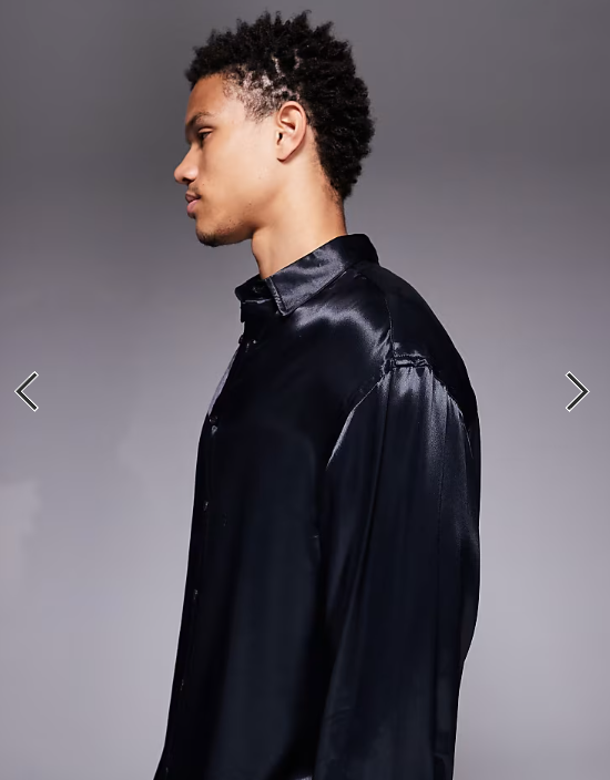 Asos - oversized satin shirt black