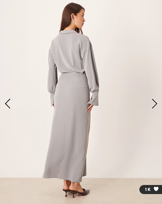ASOS DESIGN draped shirt pencil midi skirt in grey