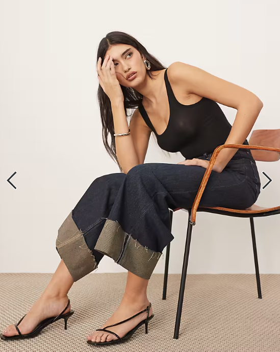 ARRANGE Parker denim high waist slouchy turn up jean in indigo