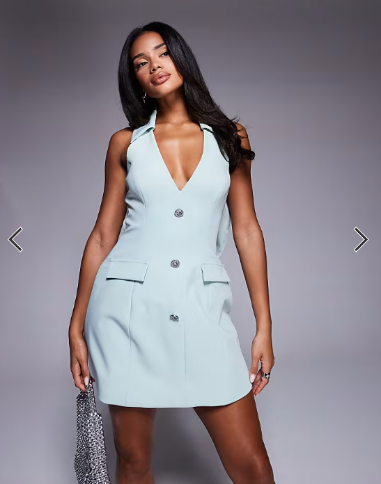 ASOS LUXE tailored structured mini dress with bow back detail in mint