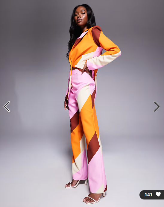 ASOS LUXE co-ord tailored suit trousers in striped print in pink