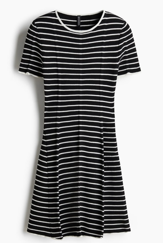 H&M - RIB-KNIT FLARED-SKIRT DRESS