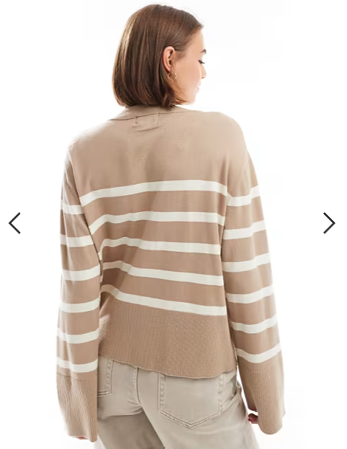 Pieces cardigan in beige and white stripe