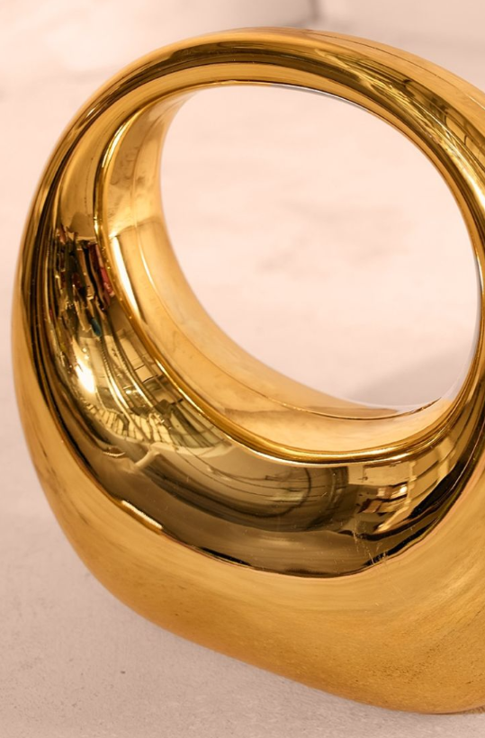 Gold Hard Smooth Curve Hand Bag