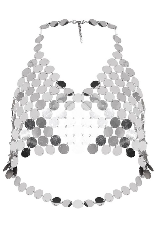 Silver Sequin Body Chain Top