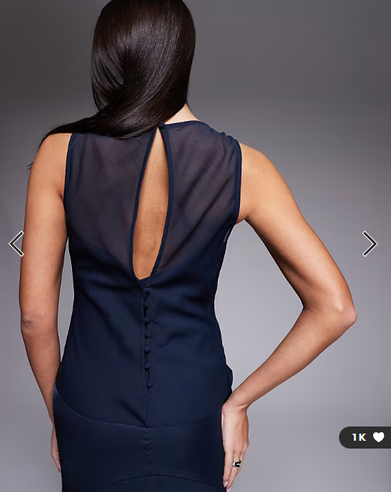 ASOS DESIGN drop waist maxi dress with satin mix in navy