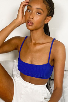 Royal blue rib strappy back bralet