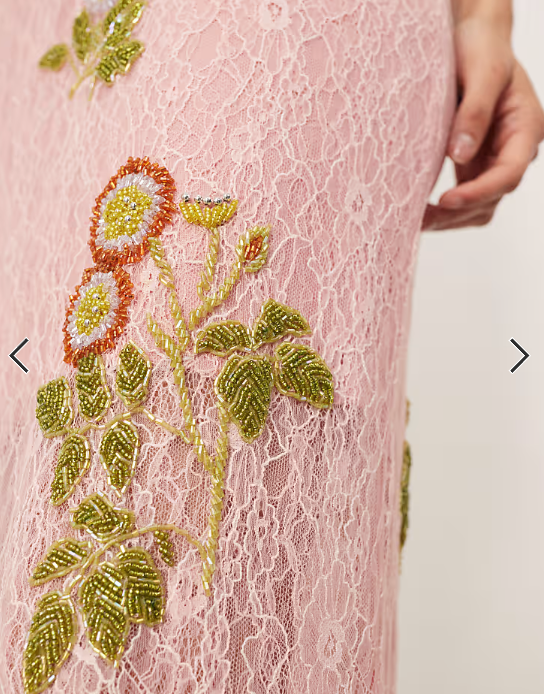 ARRANGE botanical embellished contrast bodice column maxi dress in pink