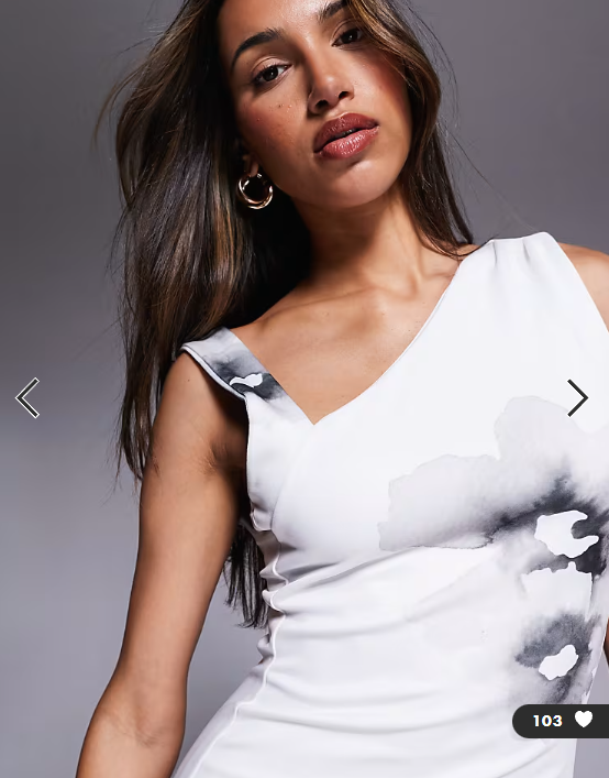 ASOS DESIGN asymmetric scoop sleeveless mini dress in mono floral print in scuba-style fabric