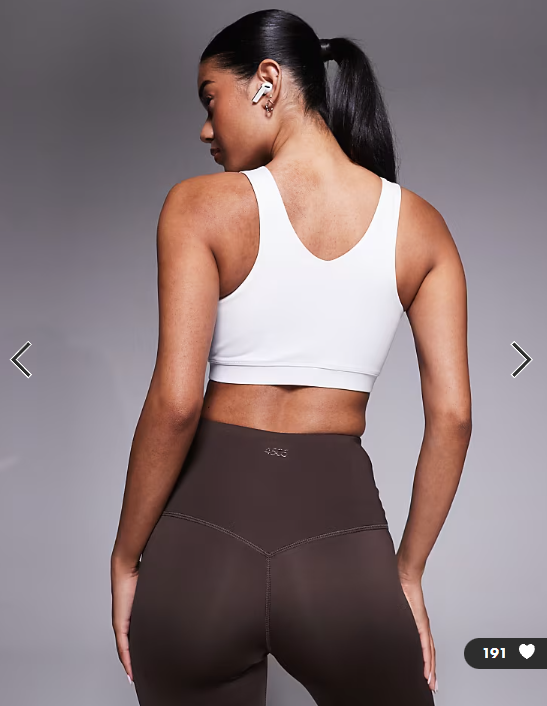 4505 racer back medium support sports bra in white