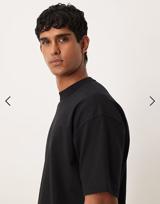 ASOS DESIGN premium interlock boxy oversized T-shirt in black .