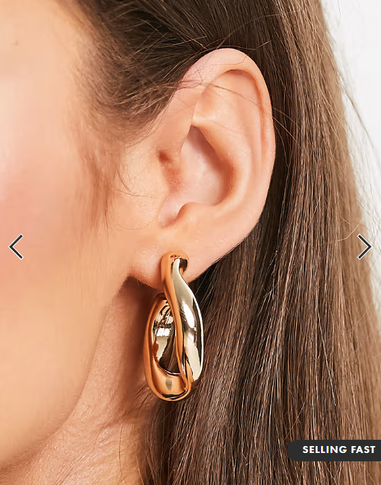 ASOS DESIGN hoop earring with twist link design in gold tone