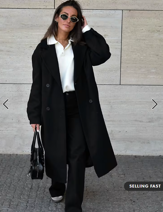 Bershka Long soft coat in black
