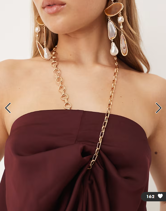 ASOS DESIGN gold chain halter neck satin top co-ord in plum