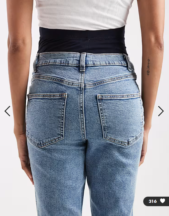 ASOS DESIGN Maternity slim fit mom jeans in mid blue