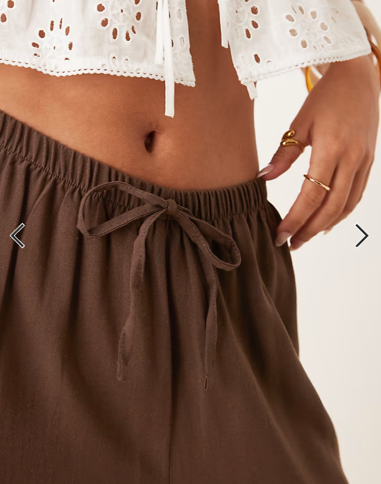 Asos - linen blend pull on trouser in chocolate
