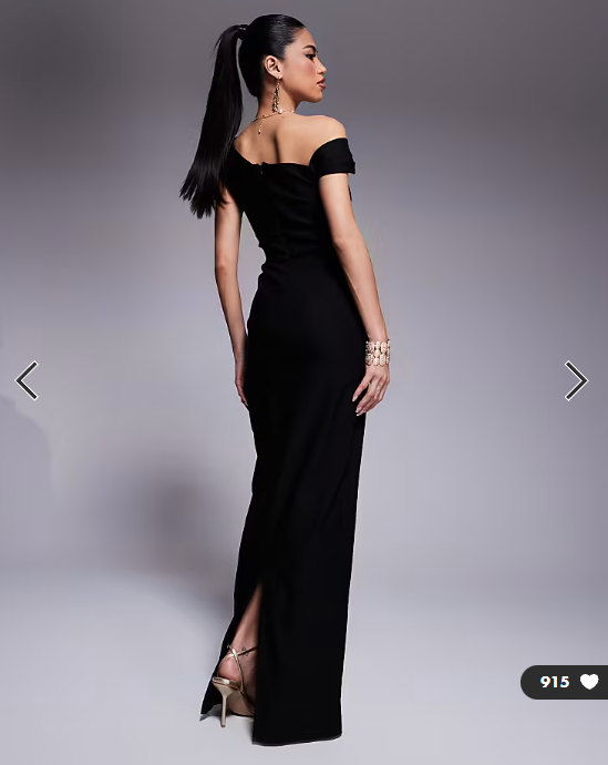 Vesper bengaline one shoulder knot detail maxi bodycon dress in black