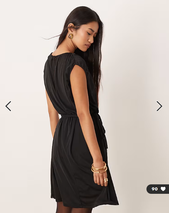 Vila tie waist chiffon mini dress in black