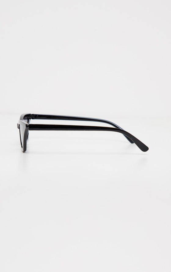 Black Narrow Slim Angular Cat Eye Sunglasses